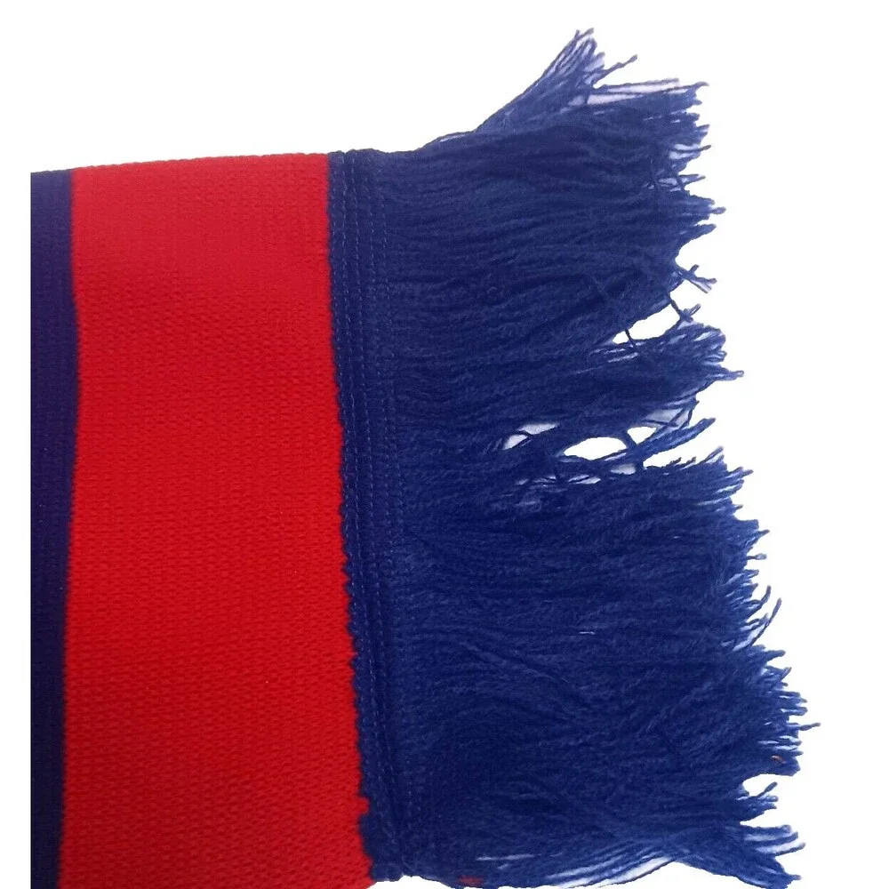 USA Kniit Scarf Blue Red White Stripe Stars Fringe 60